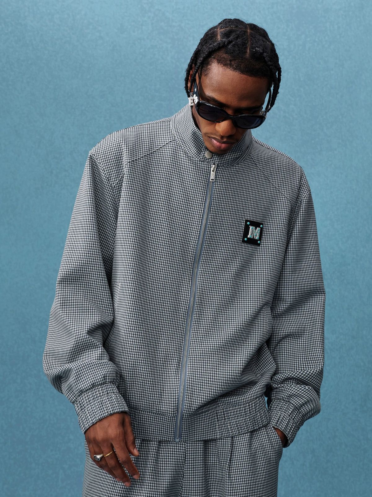 Pied-de-Poule Tracksuit Jacket